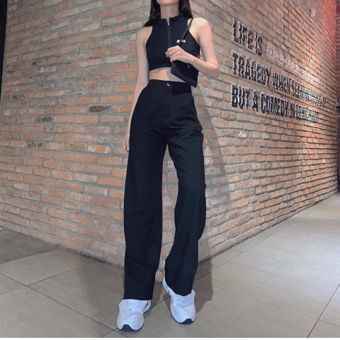 Wide Tube Long Pants The pants hack extremely high height